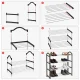 Metal Shoe Rack, 4 Tiers, 86x26x73 cm, Black/Silver