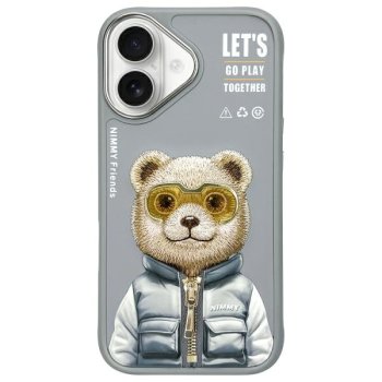 Чехол Nimmy Cool&Cute 2.0 Bear для iPhone 16 - Серый