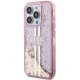 Guess iPhone 15 Pro Case Liquid Glitter Gold Stripes, Pink