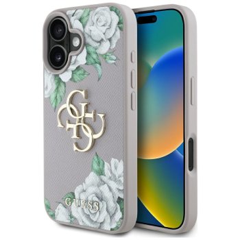 Guess Grained Roses Big 4G Logo vāciņš Apple iPhone 16 - Violets