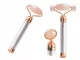 Kvarca vibro masažieris masieris sejai un kaklam ar diviem uzgaļiem | Rose Quartz Face and Neck Vibrating Massager...
