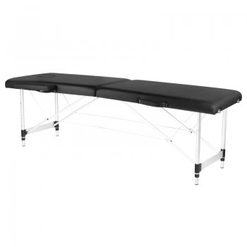 Saliekams masāžas galds, kušete ALUMINIUM COMFORT 2 sekcijas, melns| Foldable massage table 3 sections, black