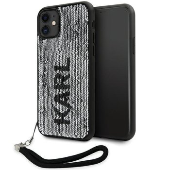 Apple iPhone 11 6.1" Karl Lagerfeld Sequins Cord Case Cover (KLHCN61PSQRKS), Silver | Чехол Кейс Бампер...