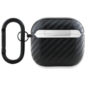 BMW Carbon Double Metal Logo maciņš Apple AirPods 4, Melns