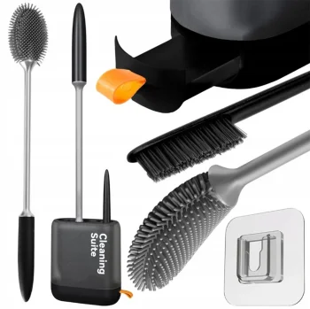 Silicone Toilet Brush Set 2-in-1 DA189, Black