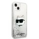 Karl Lagerfeld iPhone 14 Plus vāciņš Glitter Choupette Head Sudraba