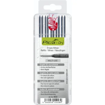 Pica DRY 4030/SB Graphite Refills 2B 2.8 mm, 10 Pieces, Grey