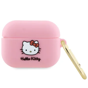 Чехол Hello Kitty для AirPods Pro Silicone 3D Kitty Head, розовый