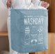 Foldable laundry basket with handles, 70L, polyester, blue