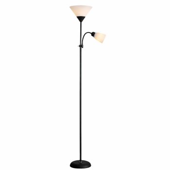 Moderna stāvlampa 170 cm ar divām E27 spuldzēm, melna