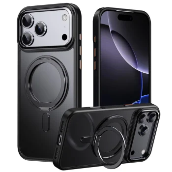 Магнитный чехол с подставкой для iPhone 18 Pro / 17 Pro, MagSafe, черный