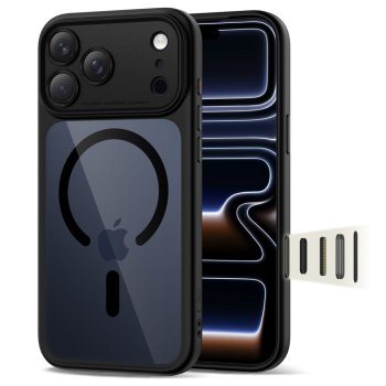 Tech-Protect Magpeak MagSafe CC vāciņš iPhone 17 Pro – caurspīdīgi melns | Phone Case Cover