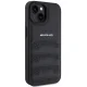 Чехол Mercedes для iPhone 15 AMG Leather Debossed Lines, черный