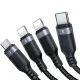 Кабель Joyroom S-A18 4-в-1 USB-A на USB-C / 2x Lightning / Micro USB, 1.2м, Черный