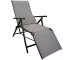 Folding Camping Lounge Chair Adjustable Garden Beach Recliner, Black White Plaid
