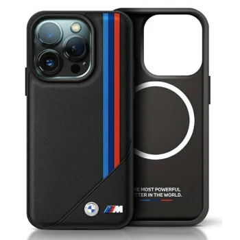 BMW M Meshed Tricolor Stripes MagSafe futrālis iPhone 16 Pro - Melns | Case for Black
