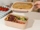 Lunch Box with Compartments and Cutlery, Brown