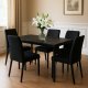 Обеденный стол ModernHome 120x60 см для кухни на 4-5 персон, черный мрамор