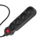 Maclean MCE181 Pagarinātājs ar slēdzi, 4 ligzdas, 2300W, 3m, Melns