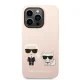 Чехол Karl Lagerfeld Silicone Karl & Choupette MagSafe для iPhone 14 Pro, светло-розовый
