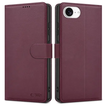 Apple iPhone 16e / 17e / SE (2025) 6.1'' Tech-Protect Wallet Book Case Cover, Burgundy | Telefona Vāciņš Maciņš...