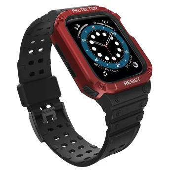 Aizsargājoša siksniņa ar ietvaru Apple Watch 38/40/41mm - Melna/sarkana