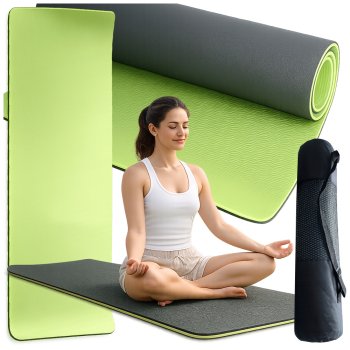 Vingrošanas un jogas paklājiņš ar somu 183 cm, zaļš