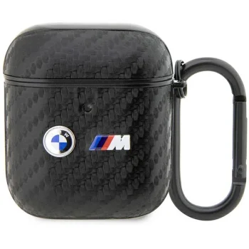 BMW AirPods 1 / 2 чехол Carbon Double Metal Logo, черный