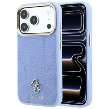 Guess Stripe Peony 4G Logo MagSafe vāciņš priekš iPhone 18 Pro / 17 Pro, gaiši zils