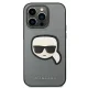 Karl Lagerfeld Saffiano Karl\'s Head Patch vāciņš iPhone 14 Pro sudraba