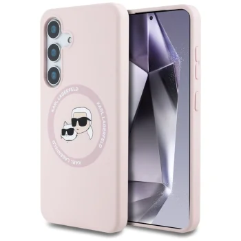 Чехол Karl Lagerfeld Silicone Double Heads And Circle MagSafe для Samsung Galaxy S25+, Розовый