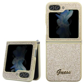 Чехол Guess Glitter Script для Samsung Galaxy Z Flip 5 - золотой