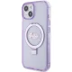 Чехол Guess для iPhone 15 Plus / 14 Plus Ring Stand Script Glitter MagSafe, фиолетовый