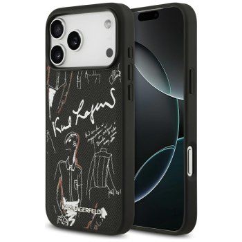 Karl Lagerfeld MagSafe vāciņš ar graudainu rakstu un logotipu iPhone 17 Pro Max – melns | Phone Case Cover