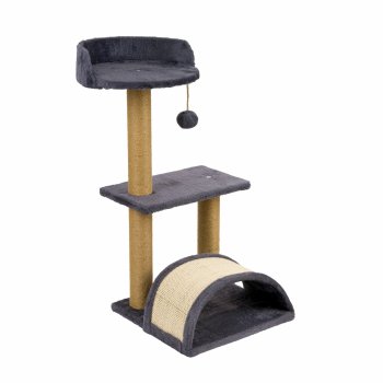 3-Level Cat Tree Scratching Post with Toy 72 cm, Grey-Brown