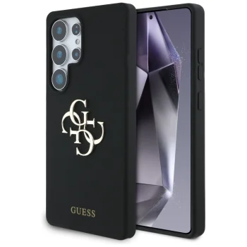 Чехол Guess Silicone Big 4G Logo Bottom Script для Samsung Galaxy S25 Ultra, черный
