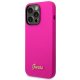 Guess Silicone Vintage Gold Logo silikona vāciņš iPhone 14 Pro Max, fuksijas