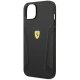 Ferrari iPhone 14 Plus vāciņš Leather Stamp Sides, melns