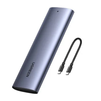 Ugreen CM400 M.2 NVMe SSD korpuss USB 3.2 Gen 2 (10 Gbps) ar 0.5m USB-C kabeli, pelēks