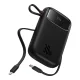 Baseus QPow 2 30W 10000mAh portatīvais akumulators ar iebūvētiem USB-C kabeļiem - Melns | Power Bank With Built-In...