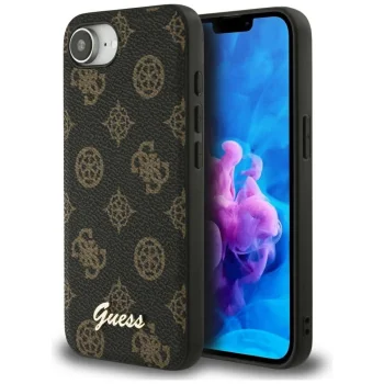Guess Peony Script Logo MagSafe vāciņš iPhone 16e, melns