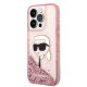 Apple iPhone 14 Pro Max 6.7\" Karl Lagerfeld Glitter Karl\'s Head Case Cover, Pink