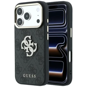 Чехол Guess 4G & Big Strass Logo для iPhone 18 Pro / 17 Pro, черный