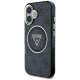 Чехол Guess IML Metal Glitter 4G Circle Triangle MagSafe для iPhone 16, Черный