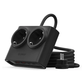 Сетевой фильтр Orico PDC25 25W 6в1 2x AC + 2x USB-A + 2x USB-C, 1.6м, черный
