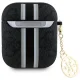 Guess AirPods 1 / 2 maciņš 4G Printed Stripes Charm, melns