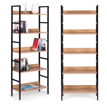 Loft stila grāmatu plaukts ModernHome, 160 cm, 5 plaukti, metāla