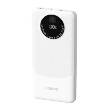 Ārējais akumulators Dudao K12 10000mAh PD22.5W USB-A, USB-C - balts