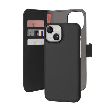Puro iPhone 15 atverams vāciņš maciņš grāmatiņa Wallet Detachable MagSafe 2in1, melns