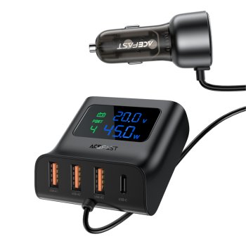 Acefast B11 138W USB-A un USB-C auto lādētājs ar 6 portiem - melns | Phone Car Charger